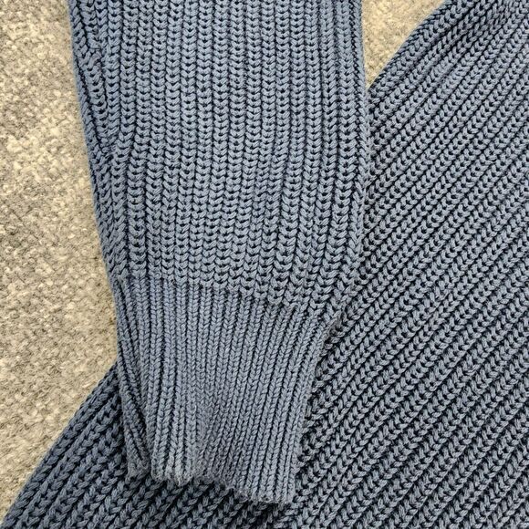 LL Bean Sweater Men Large Blue Full Zip Long Sleeve Ribbed Knit Mock Neck Casual - Picture 9 of 15